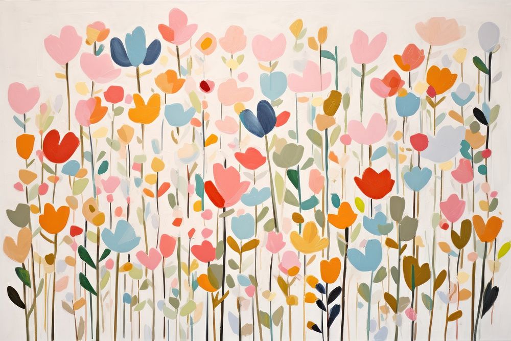 Abstract wildflower paper art painting pattern.