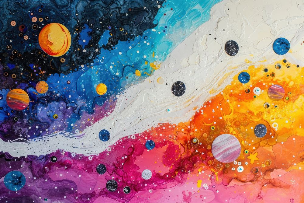 Astrology in solar system art abstract painting.
