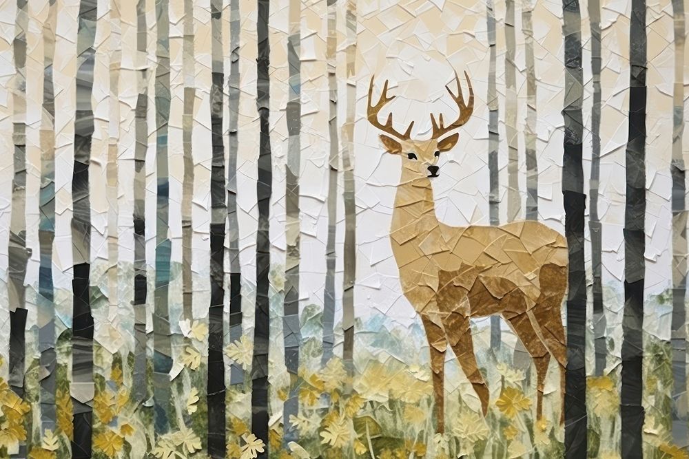 Deer in forest filed art wildlife animal.