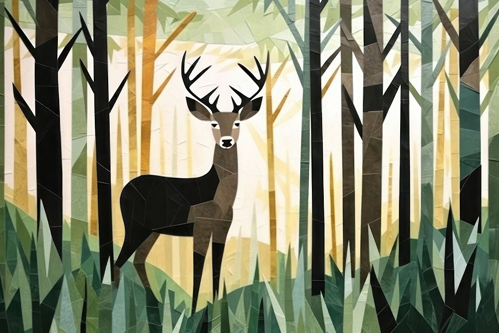 Deer in forest filed wildlife animal mammal.