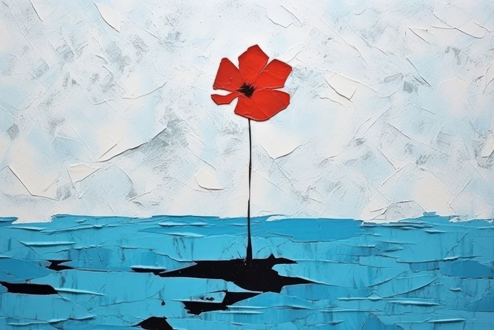 Flower at sea art painting outdoors.