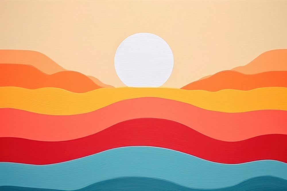 Sunset and beach art abstract painting.
