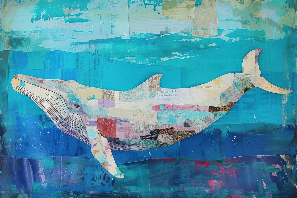Whale at deep sea whale art painting.