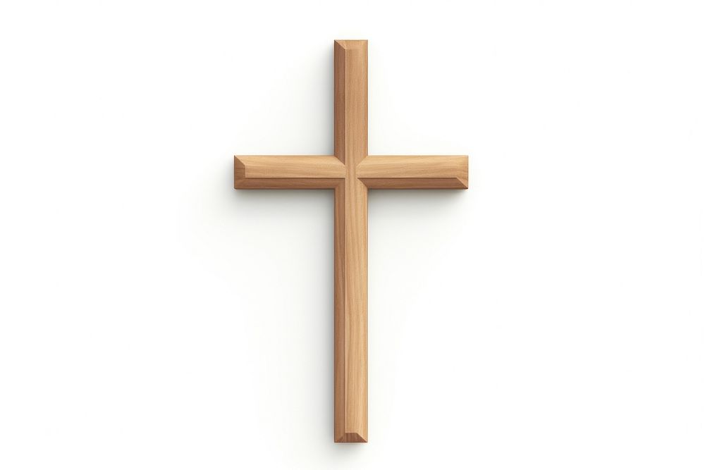 Wooden cross crucifix symbol white background. AI generated Image by rawpixel.