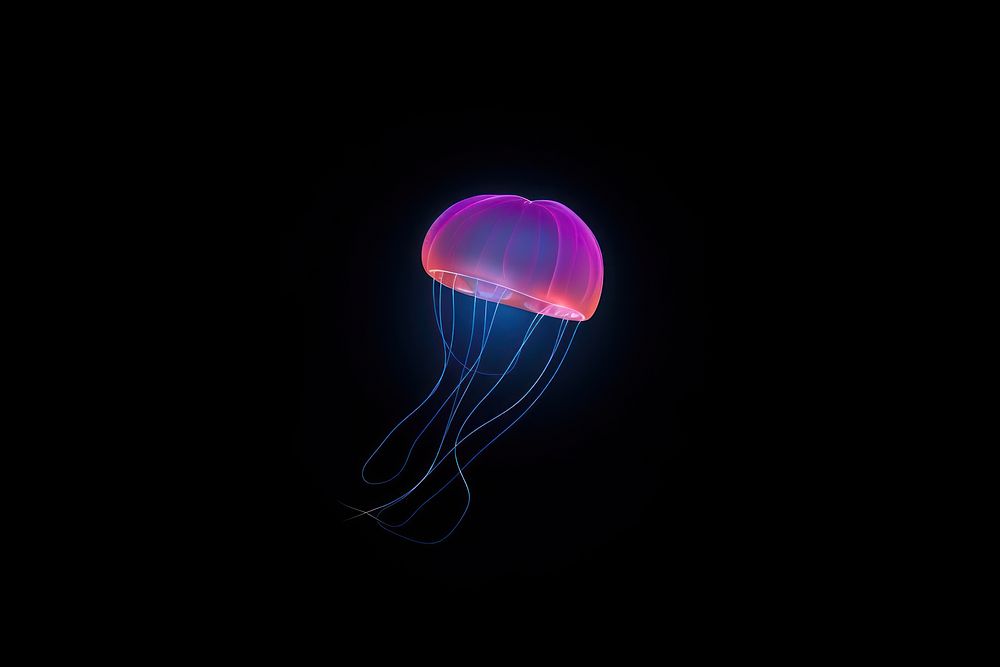 Neon smoke jellyfish nature night invertebrate.