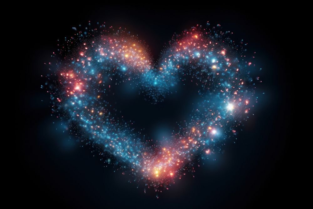 A heartshape astronomy fireworks universe.