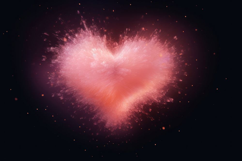 A heartshape backgrounds glowing nebula.
