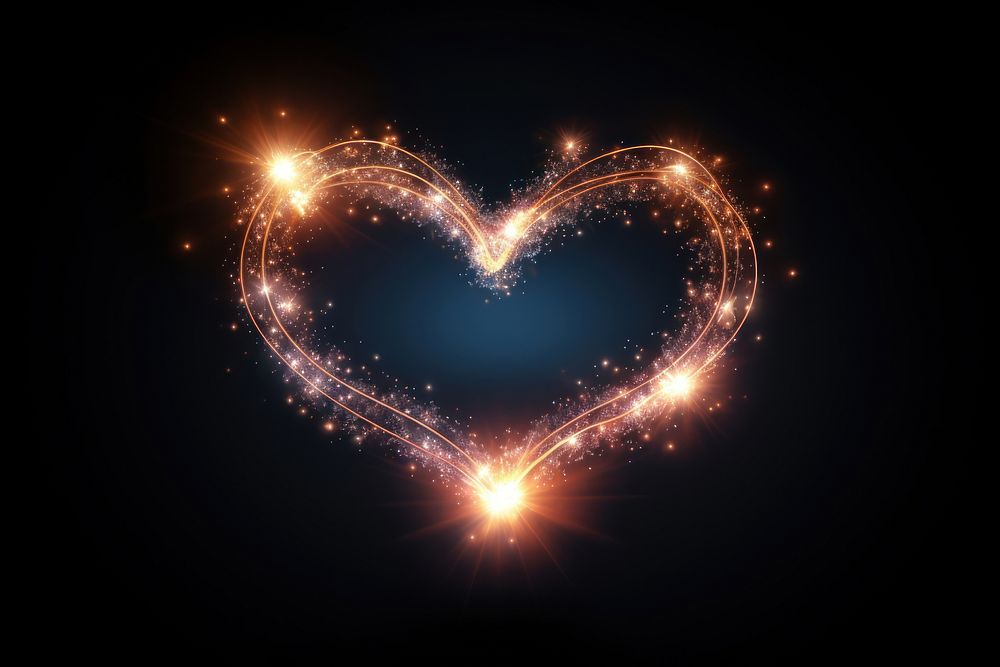 A heartshape glowing night illuminated.