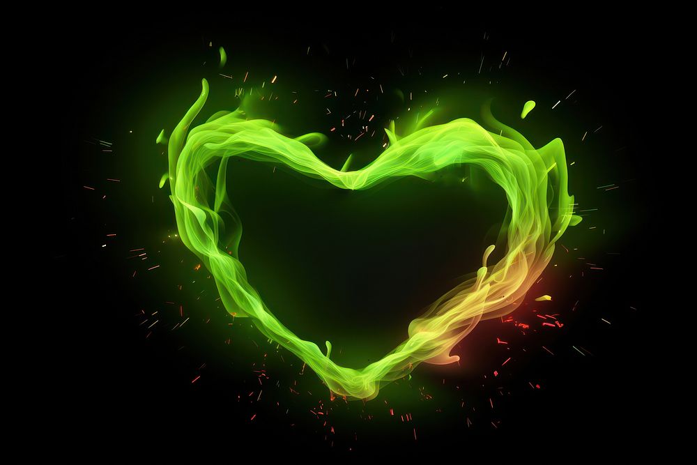 A heartshape glowing light green.