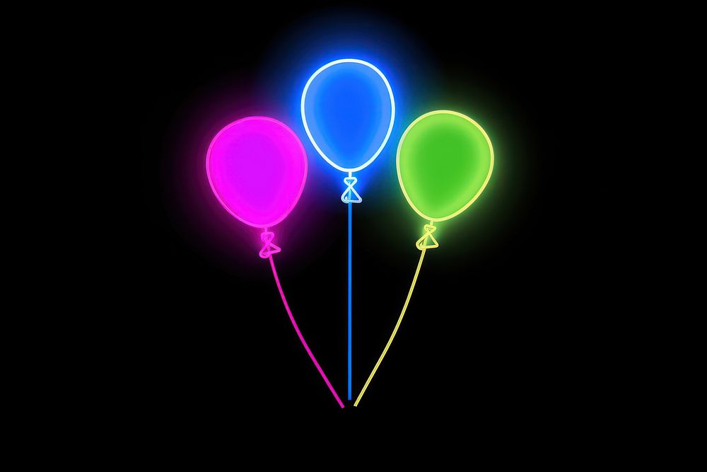 Balloons icon lighting night neon.