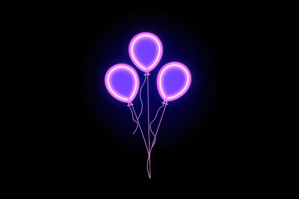 Balloons icon neon lighting purple.