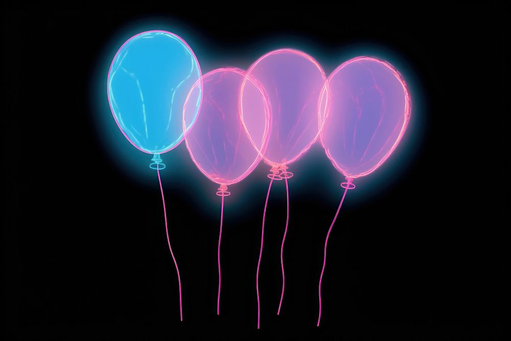 Balloons light night illuminated.