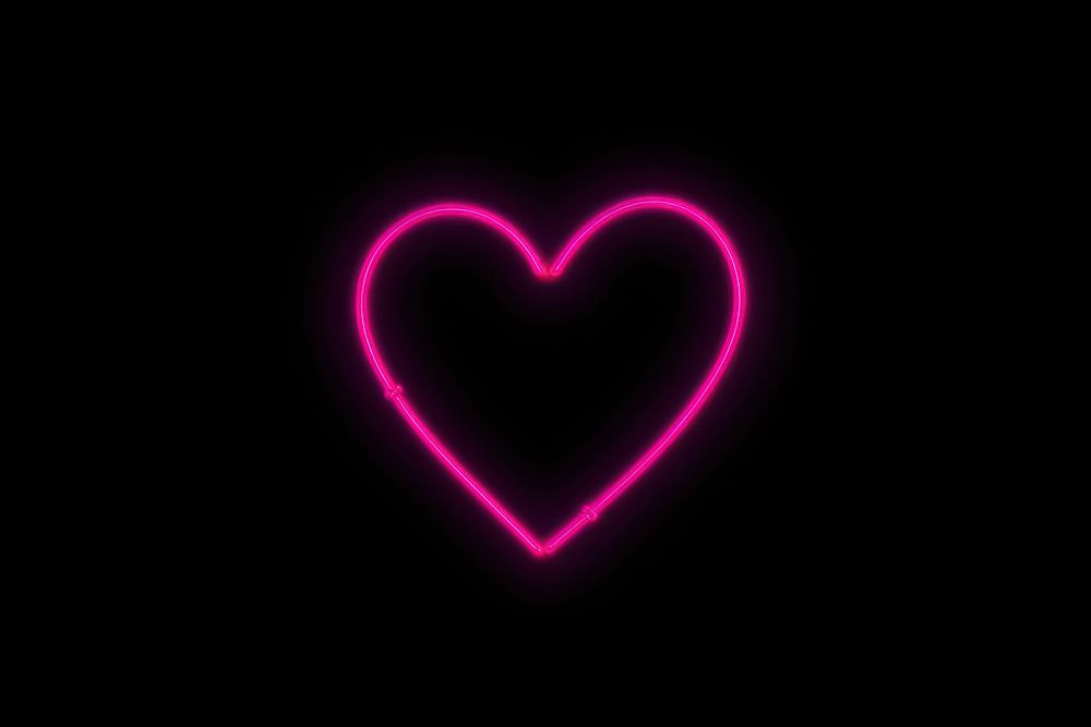 Heart icon neon light night.