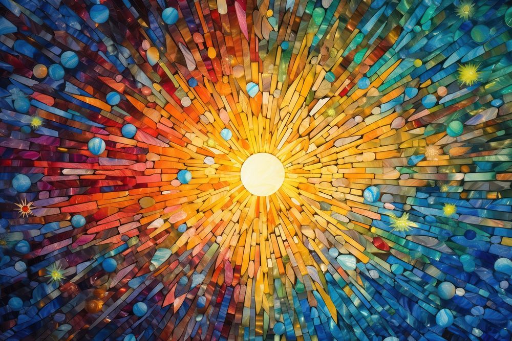 Sun in the sky art backgrounds mosaic.