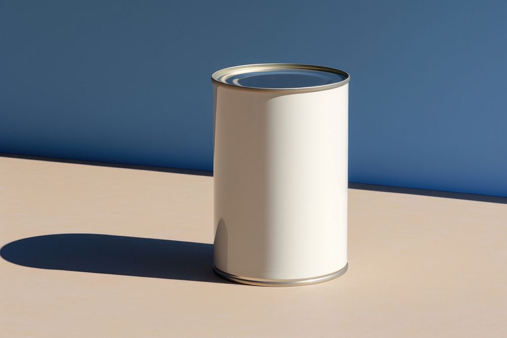 Oil tin can  cylinder blue container.