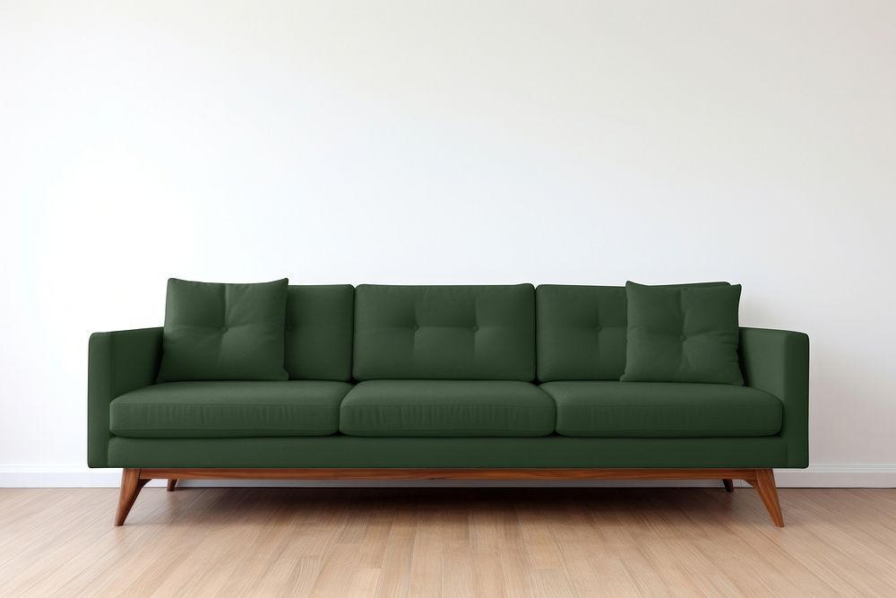 Green cozy sofa mockup psd