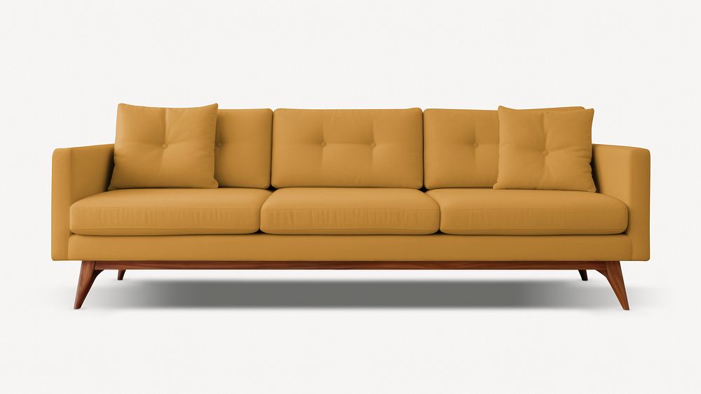 Yellow cozy sofa mockup psd