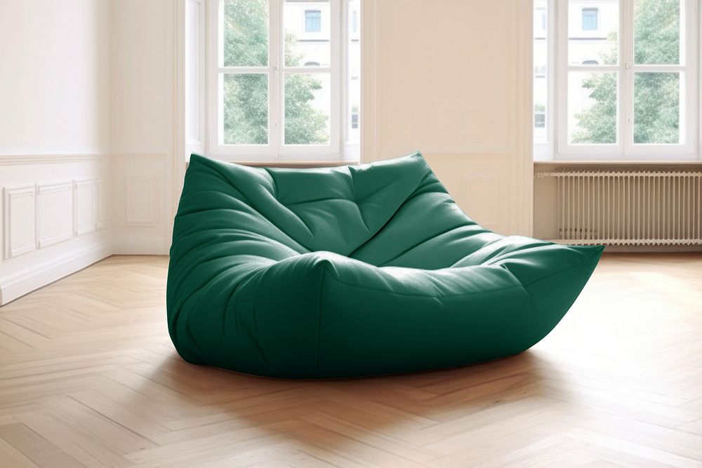 Green bean bag in living room