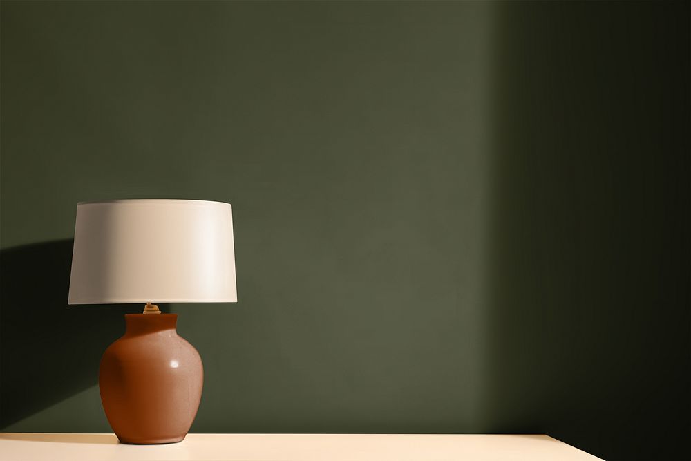 Brown lamp in green room