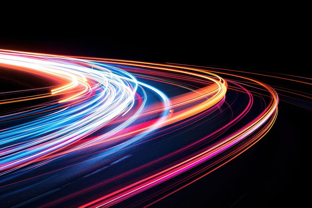 Abstract curve hyperspeed light trails backgrounds night road.