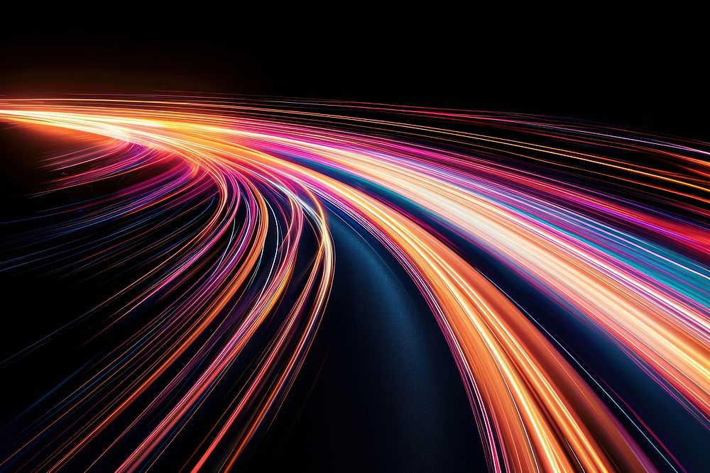 Abstract curve hyperspeed light trails backgrounds pattern night.