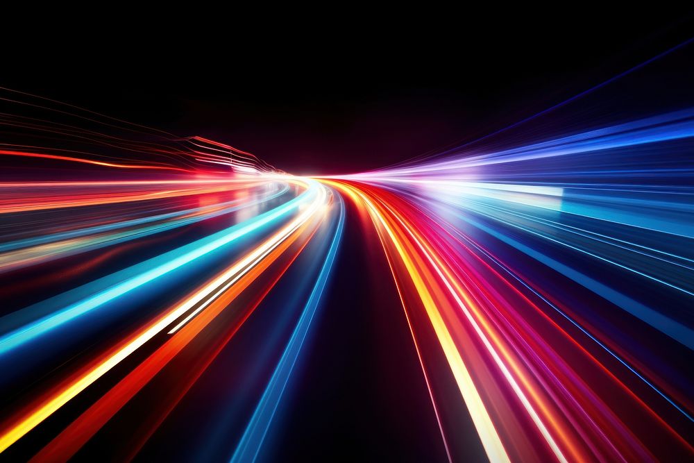Abstract hyperspeed light trails backgrounds lighting black background.