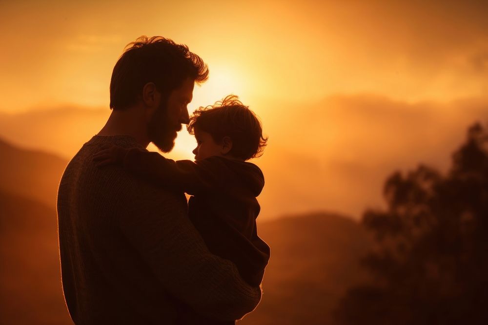 Father hold his child backlighting adult photo. AI generated Image by rawpixel.
