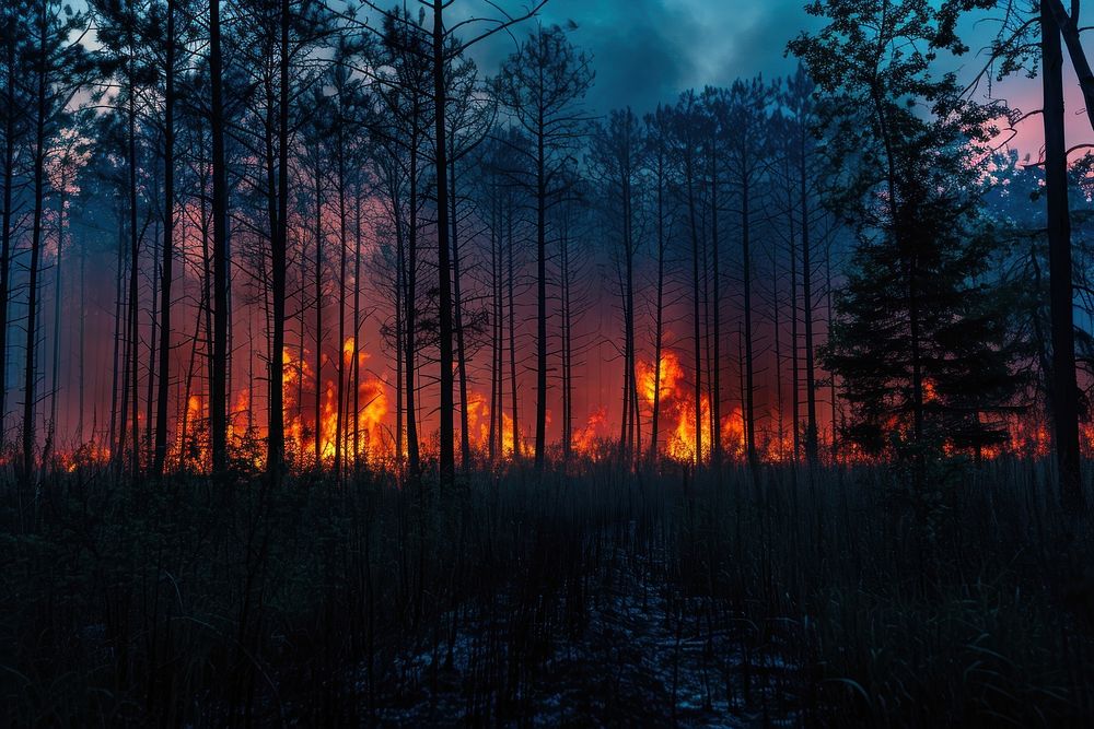 Fire forest tranquility destruction landscape. AI generated Image by rawpixel.
