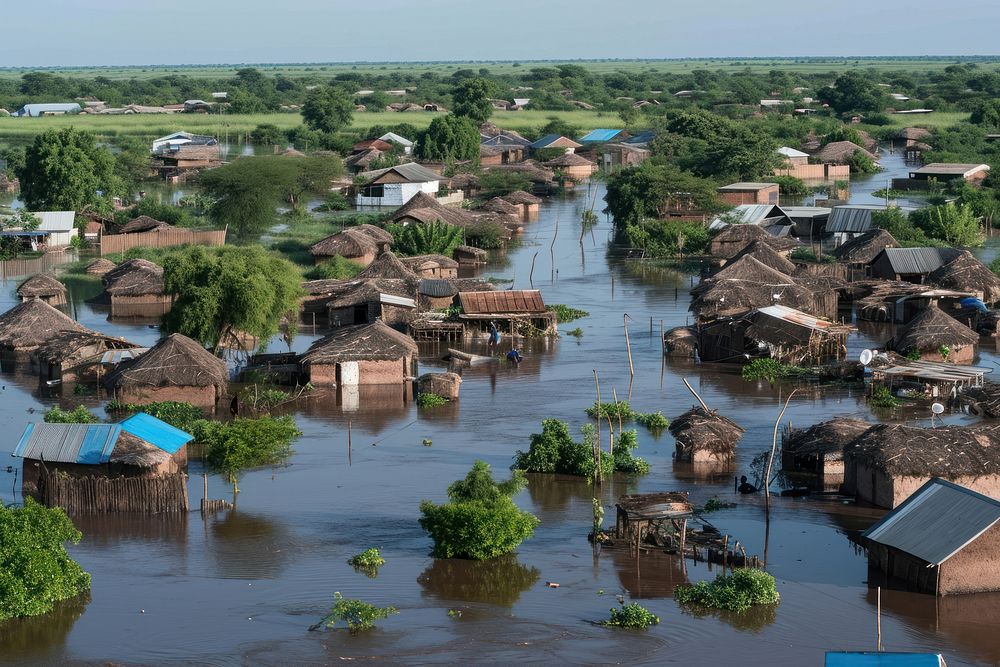 Flood in africa architecture building outdoors. AI generated Image by rawpixel.