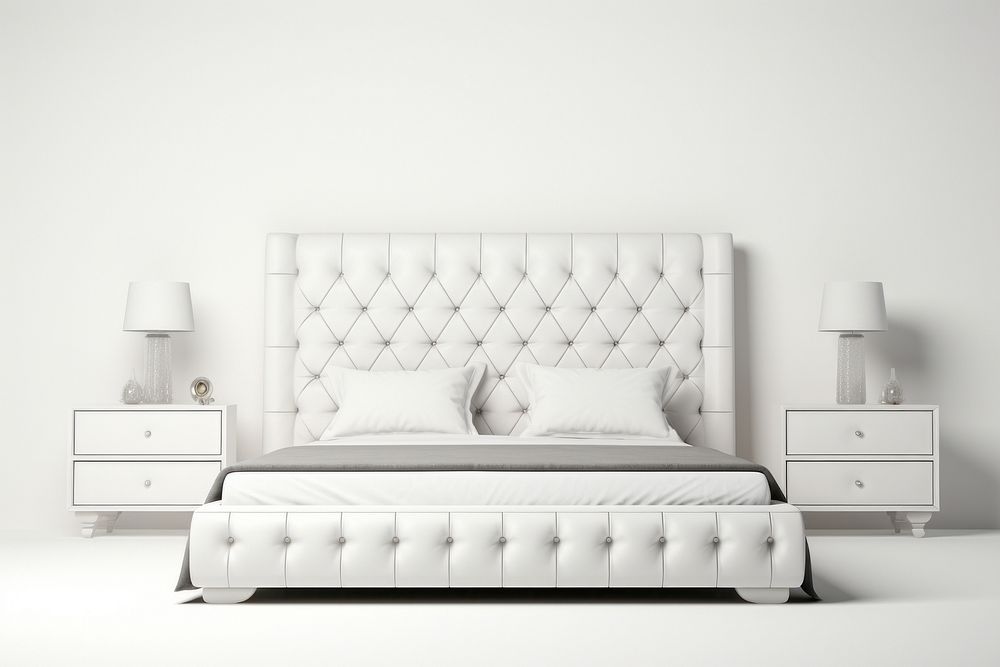 King size modern bed furniture bedroom white.