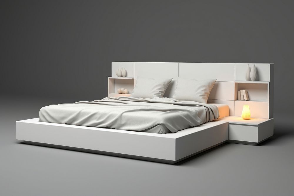 King size modern bed furniture bedroom comfortable.