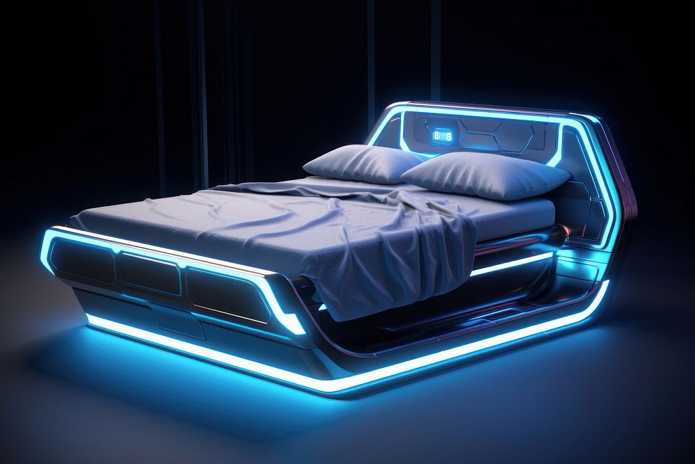 High-technology bed furniture light neon.