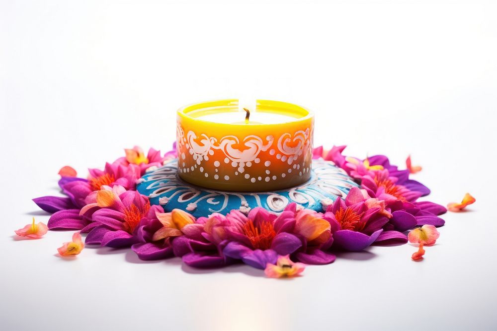 Indian rangoli candle flower petal plant.