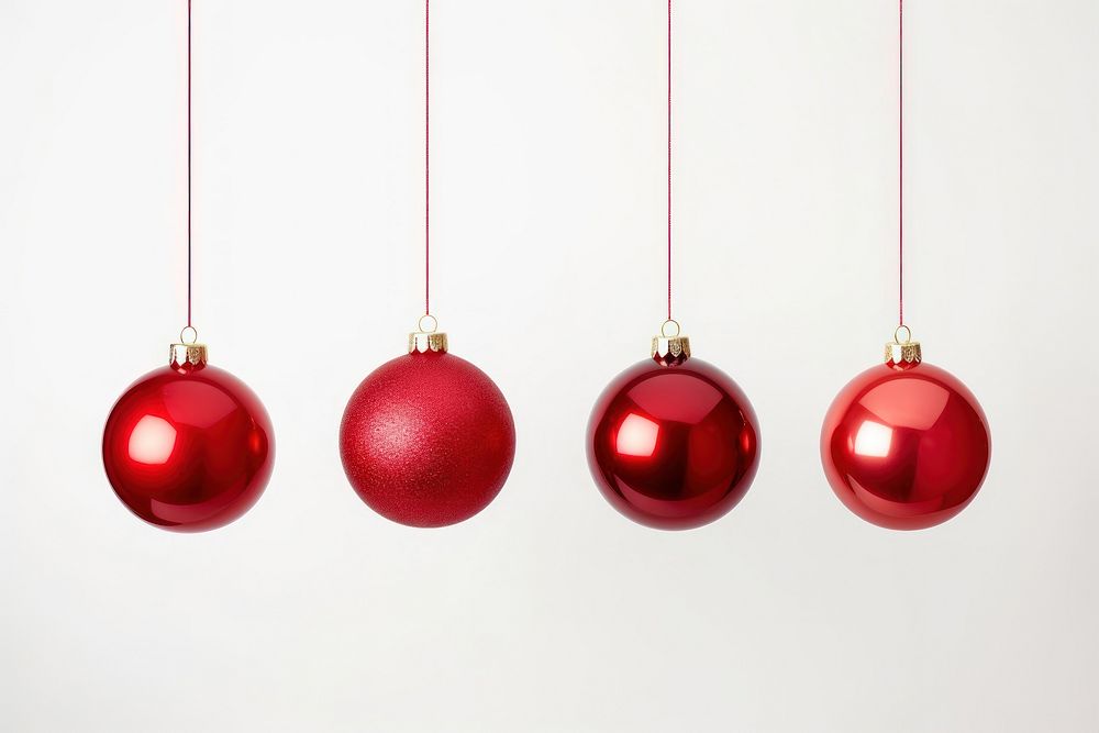 Six red color decoration christmas balls hanging illuminated celebration. AI generated Image by rawpixel.
