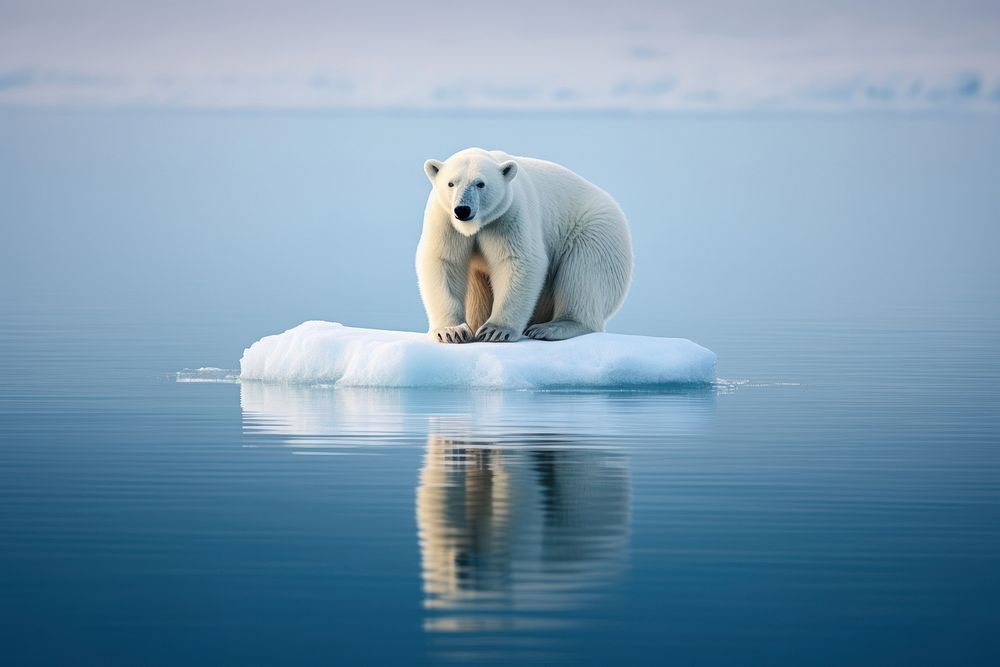 Polar bear standing onmelting ice berg wildlife outdoors nature. AI generated Image by rawpixel.