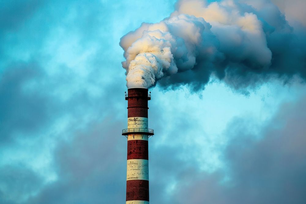 Polluted factory chimney pollution smoke climate change. AI generated Image by rawpixel.