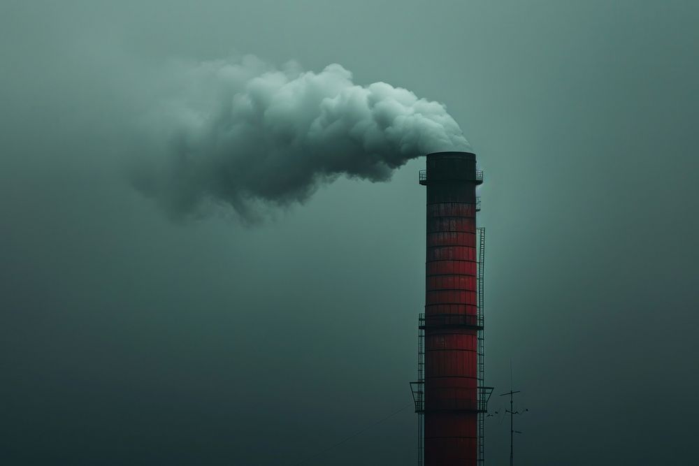 Polluted factory chimney architecture pollution outdoors. AI generated Image by rawpixel.