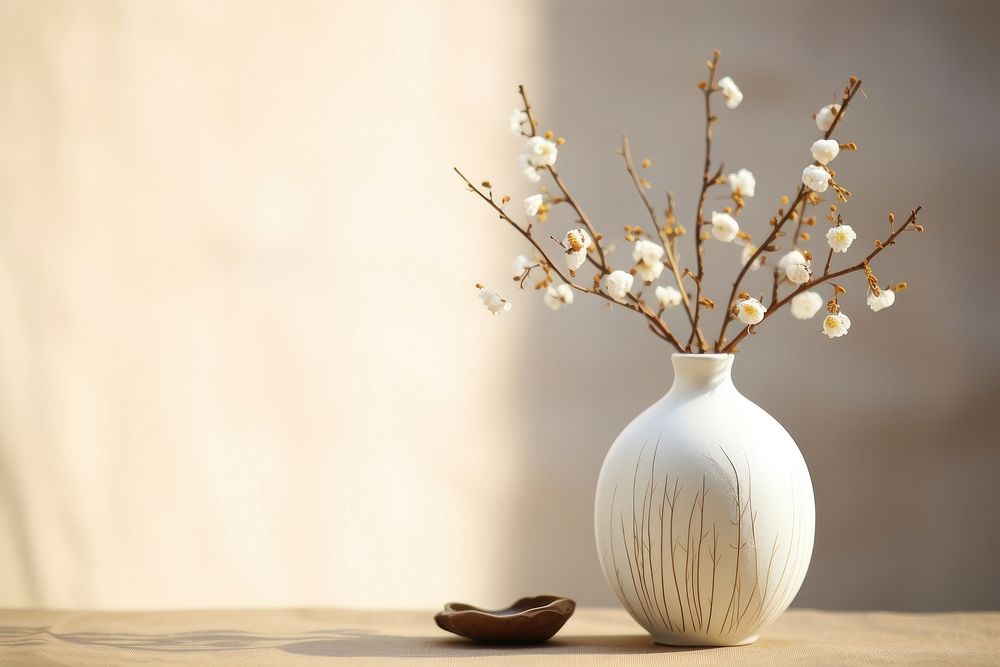 Vase flower plant white.