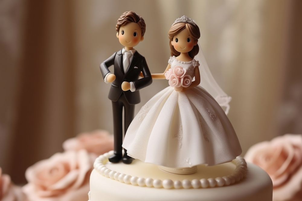 Wedding cake figurine dessert bride.
