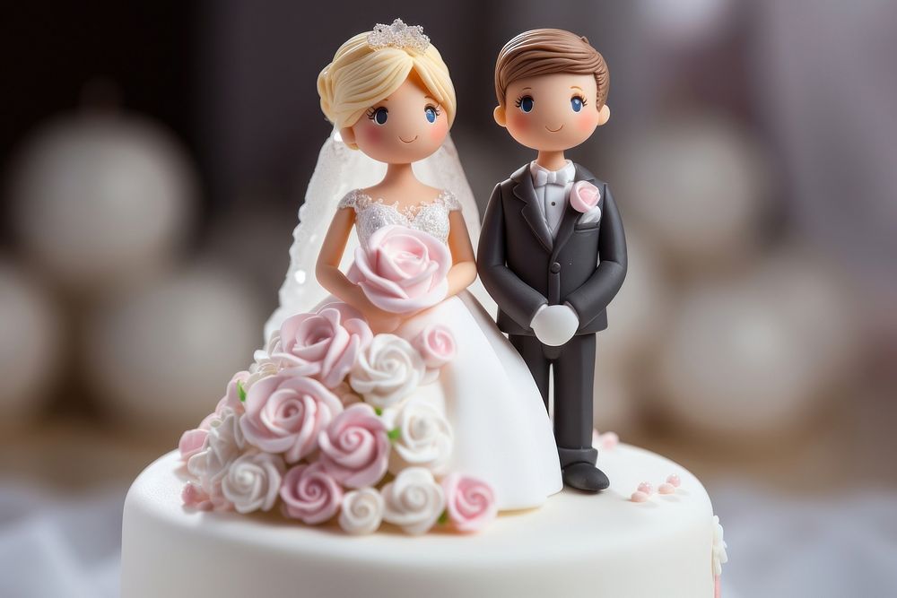 Wedding cake bride figurine dessert.