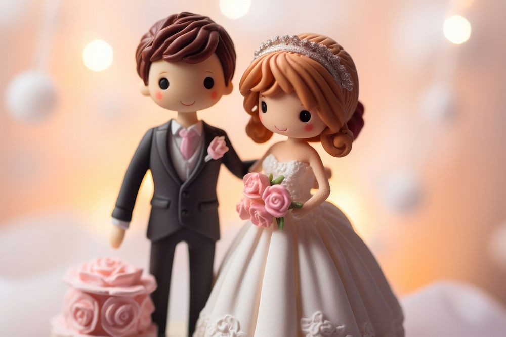 Wedding cake doll figurine dessert.