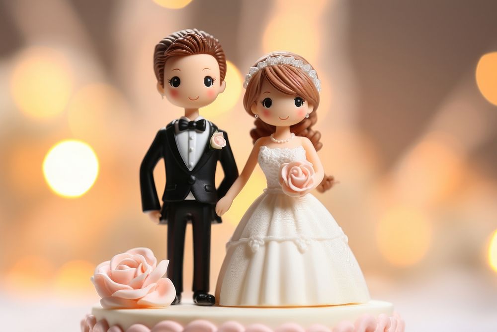 Wedding cake figurine dessert bride.