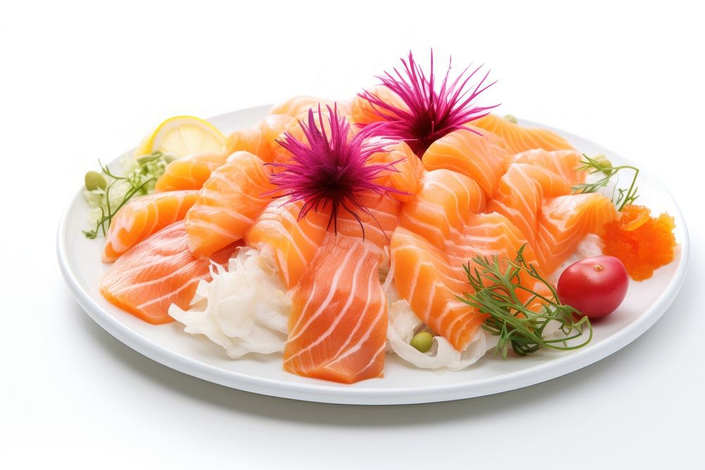 Tasty sashimi seafood salmon plate.