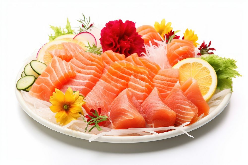 Tasty sashimi seafood salmon plate.