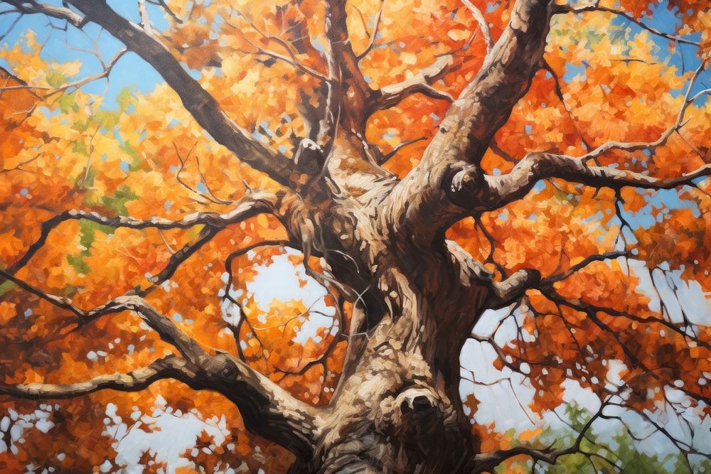  Maple tree painting autumn plant. AI generated Image by rawpixel.