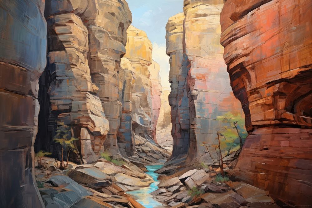  Canyon mountain outdoors painting. AI generated Image by rawpixel.
