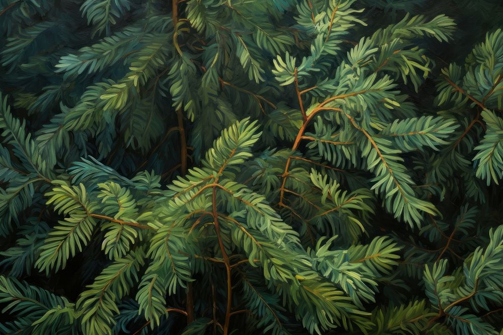  Evergreen vegetation outdoors painting. AI generated Image by rawpixel.