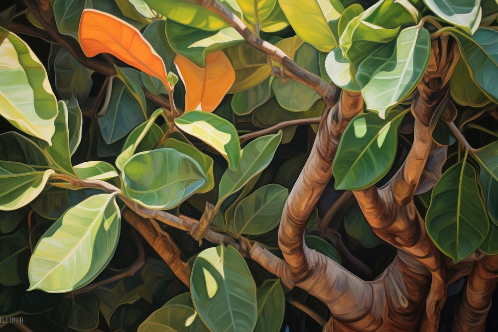  Ficus outdoors painting nature. AI generated Image by rawpixel.
