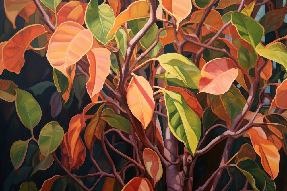  Ficus painting outdoors plant. AI generated Image by rawpixel.