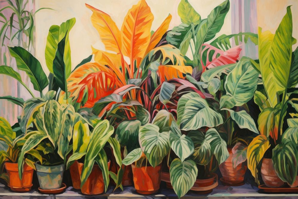  Houseplant painting leaf art. AI generated Image by rawpixel.